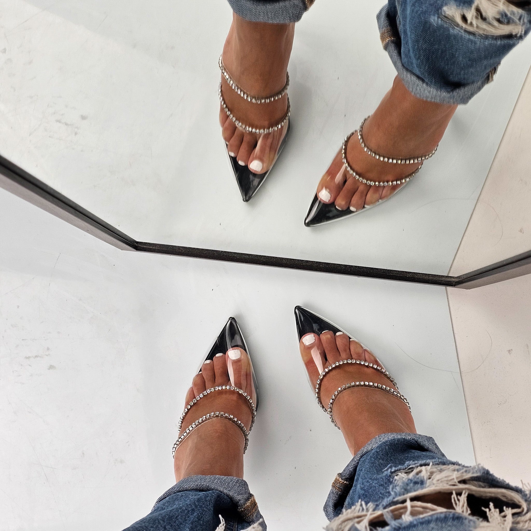 Warren - Sabot Donna Con Tacco Punta Trasparente