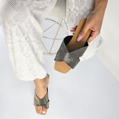 Sierra - Ciabattine Donna Flatform Con Strass